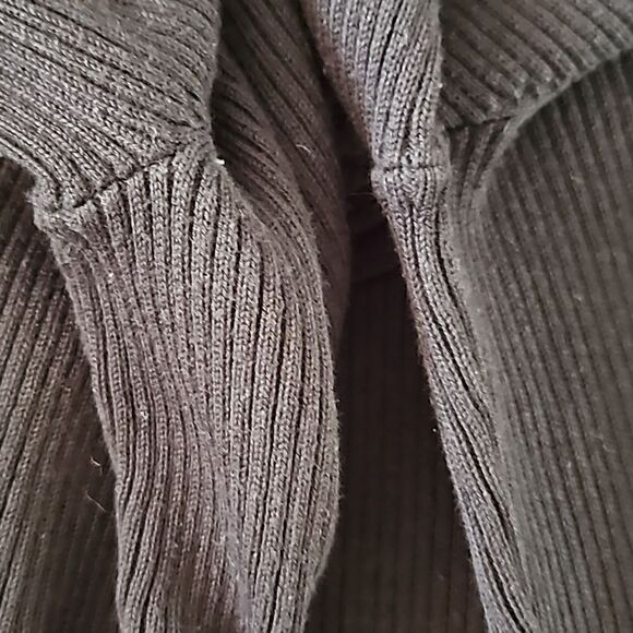 Talbots Cotton Blend Turtle Neck Pullover Ruffled Collar Sweater Black Classy L - Picture 9 of 13